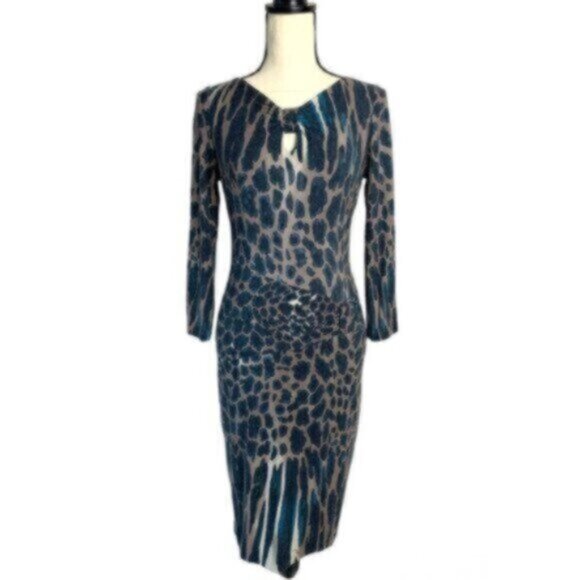 Cache Cheetah Print Fitted Midi Dress - Picture 1 of 11